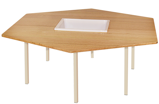 Hardwood Hexagonal Table: With Tub
