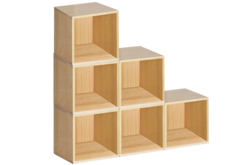 Six-cube storage unit in wood