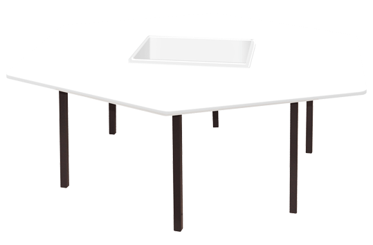 Melamine Hexagon Table: With Tub