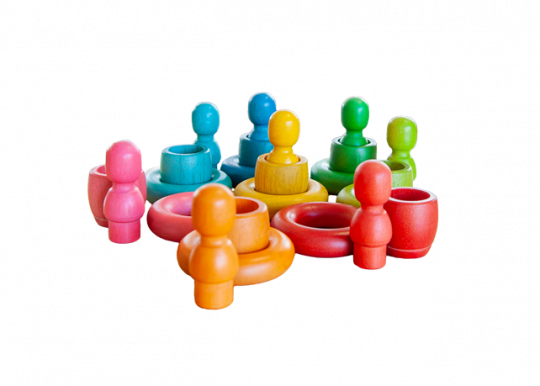 rainbow people cups and rings