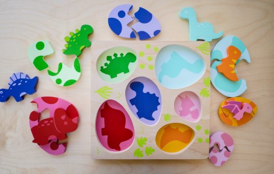 egg and dino wooden puzzle for children