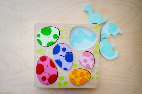 egg and dino wooden puzzle for children