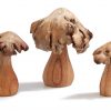 carved wood rose mushrooms