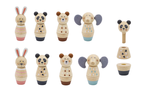 Wooden Screw and Match Animals 8pcs