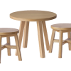 Oak Round Table and Stool Set