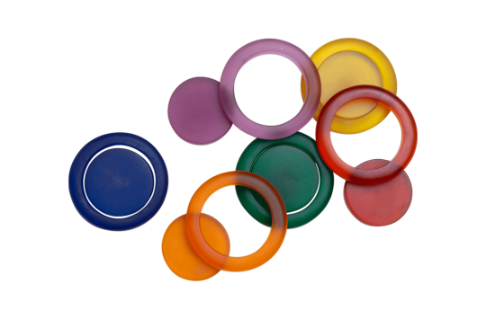 Rainbow Resin Ring & Disc 12pc