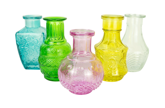 Coloured Glass Bottles 5pc