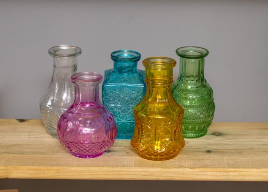 Coloured Glass Bottles 5pc