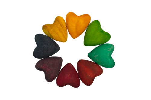 Rainbow Wooden Hearts