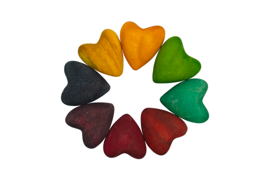 Rainbow Wooden Hearts
