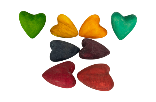 Rainbow Wooden Hearts