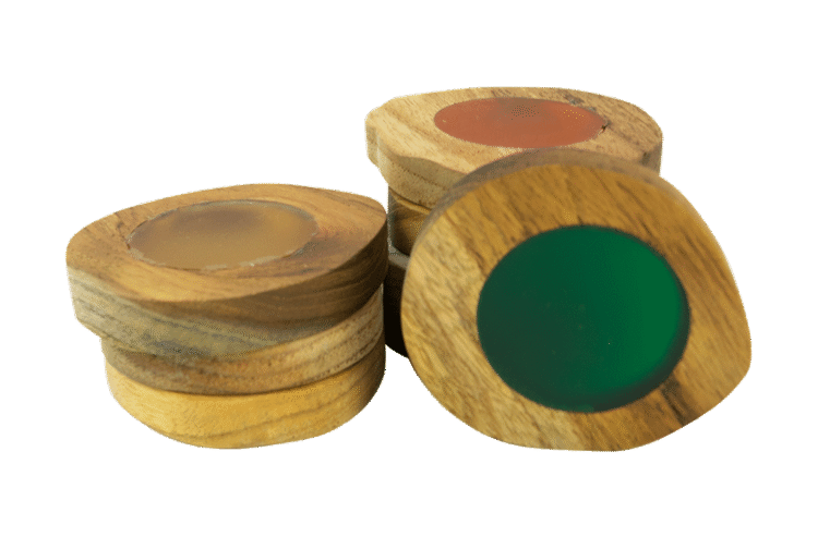 Resin Wood Slice Rainbow 8pc