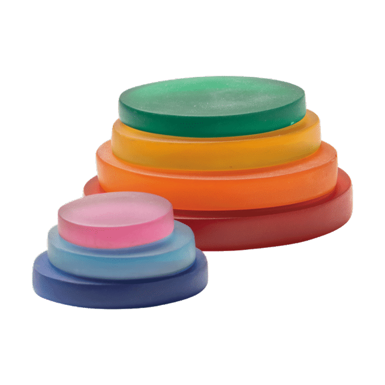 Resin Pebble Slices Rainbow 7pc