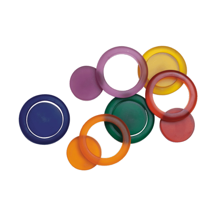 Rainbow Resin Ring & Disc 12pc