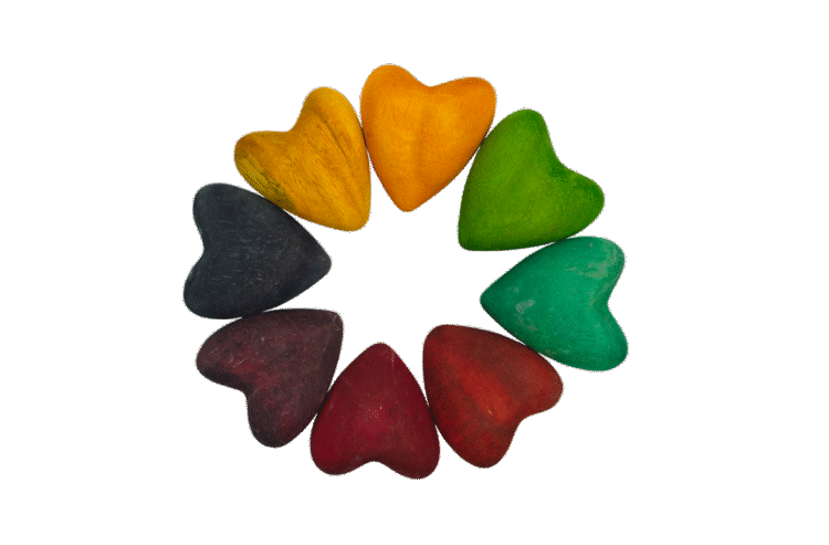 Rainbow Wooden Hearts