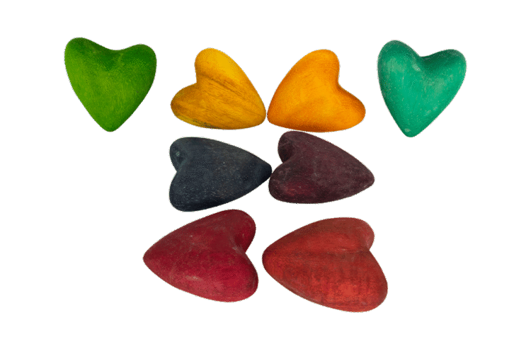 Rainbow Wooden Hearts
