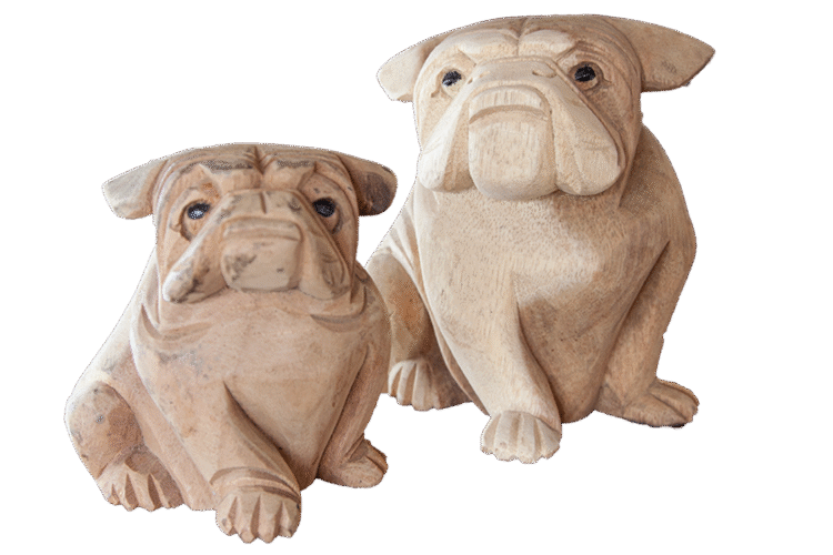 Medium Wooden Bulldog Natural