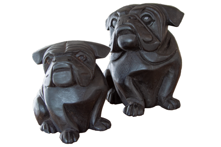 Small Wooden Bulldog Black