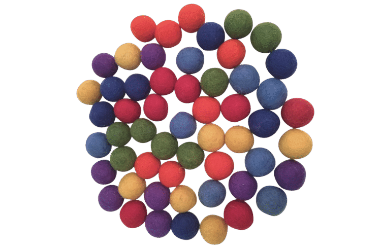 Felt Balls Rainbow 49pc