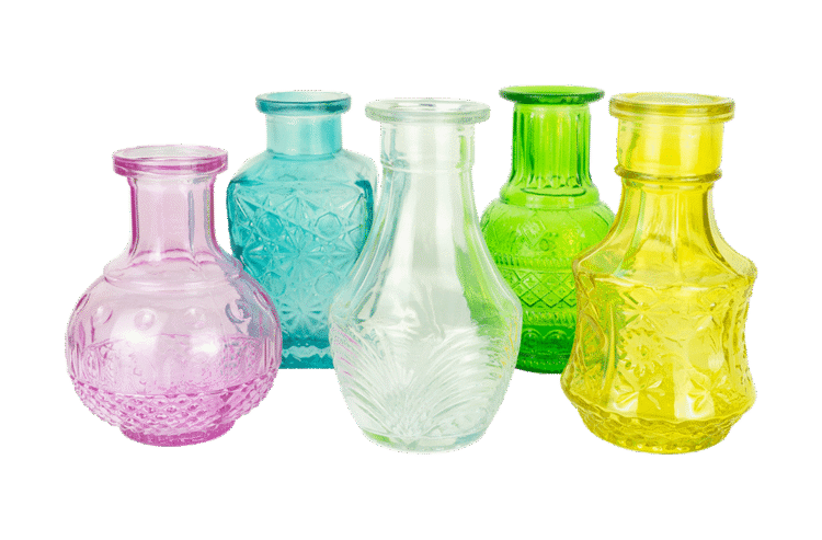 Coloured Glass Bottles 5pc