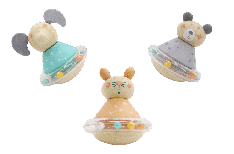 Wooden Roly-Poly Animal 1pc