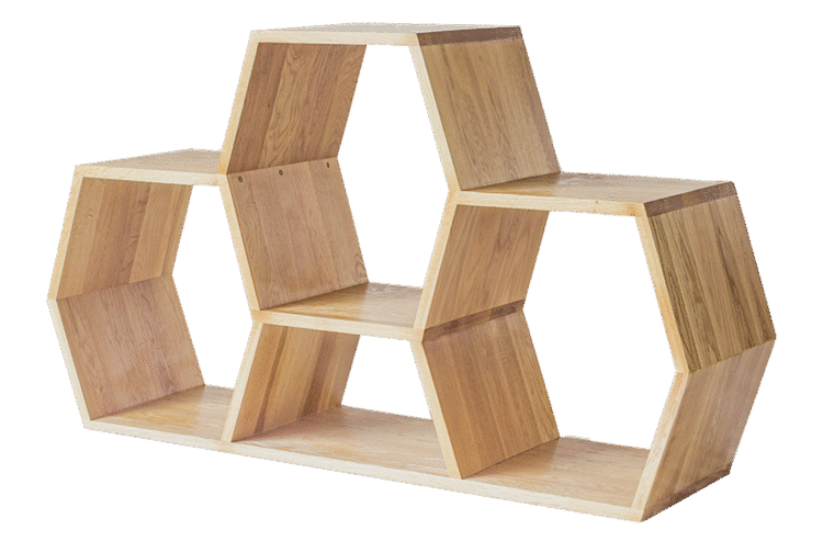 Oak Low Honeycomb Display Shelf
