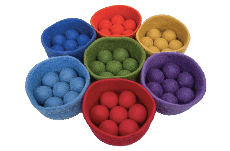 Felt Balls & Bowls Rainbow 56pc