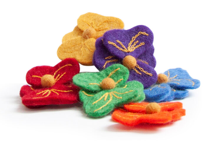 Felt Violets Rainbow