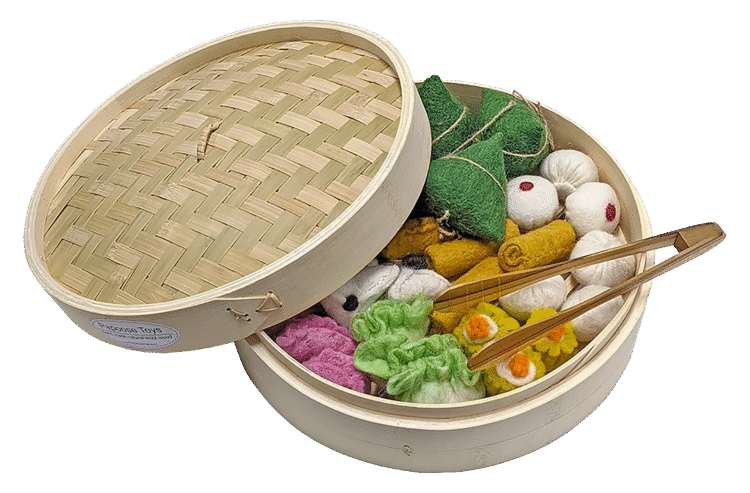 Yum Cha Set in Bamboo Steamer