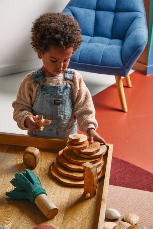 Stacking Wooden Blocks Pyramid
