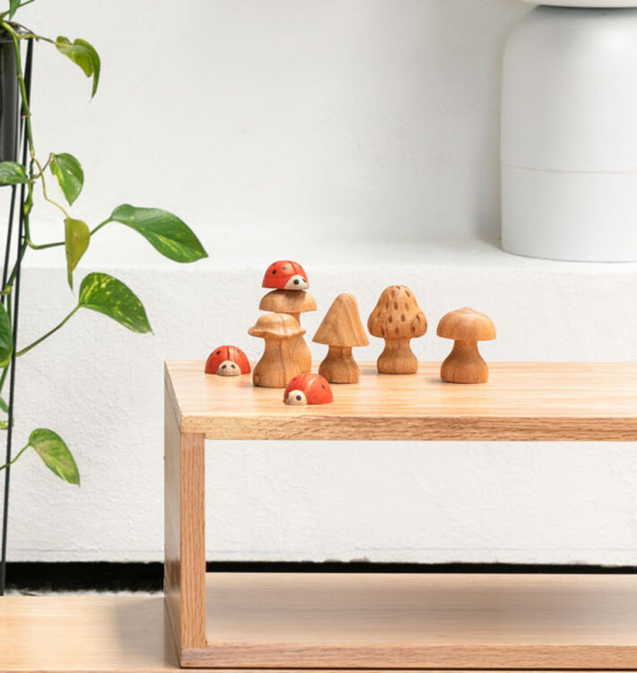 Wooden Mushrooms 5pc