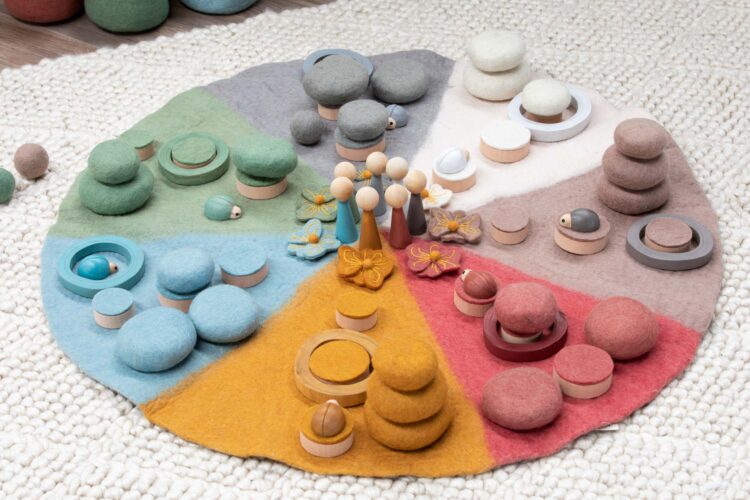 Earth Wooden Rings 7pc