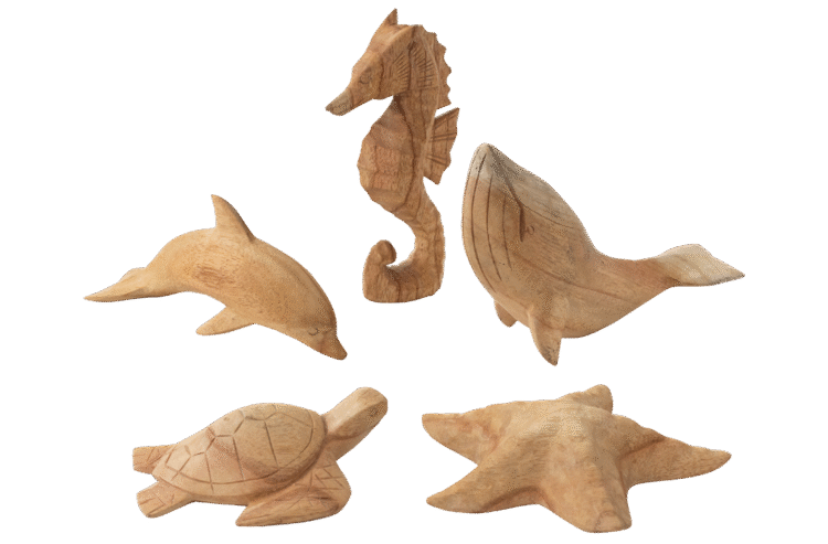 Hand Carved Sea Animals 5pc