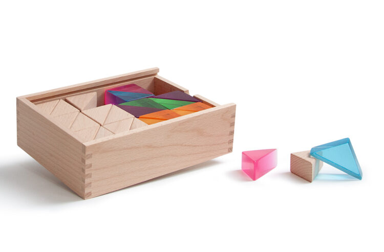 Wood & Lucite Small Triangles 64pc