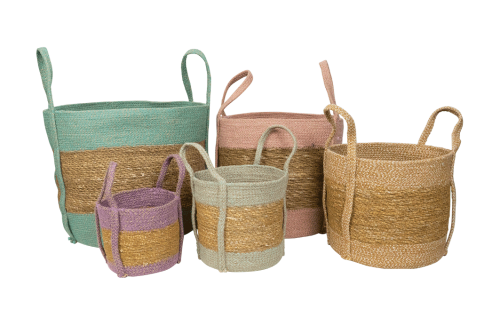 Hogla & Jute Braid Rectangle Basket 5pc