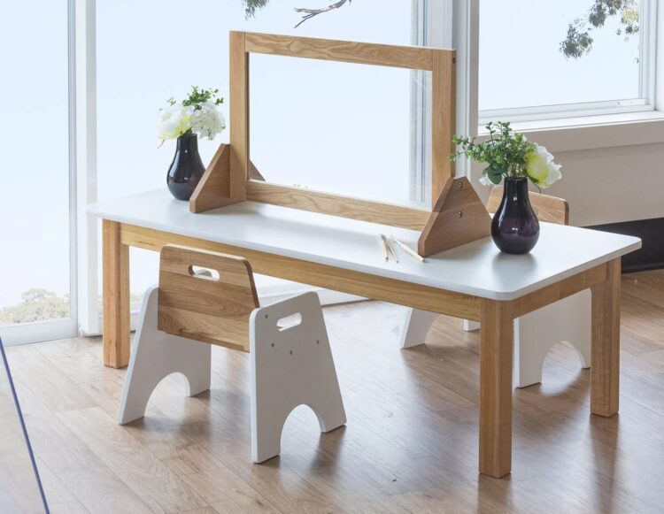 Oak Stackable Toddler Chair – White