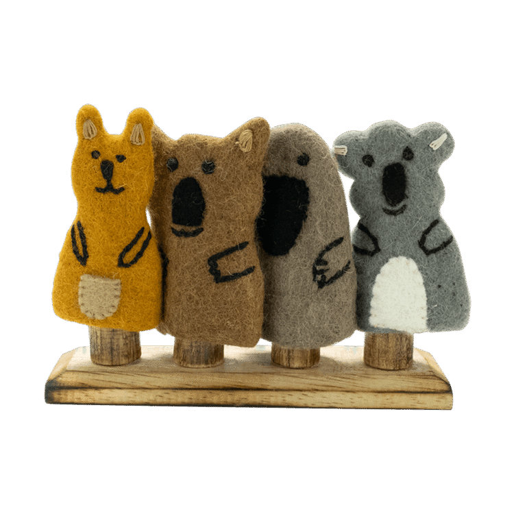 Australian Animals Finger Puppets, Book & Stand
