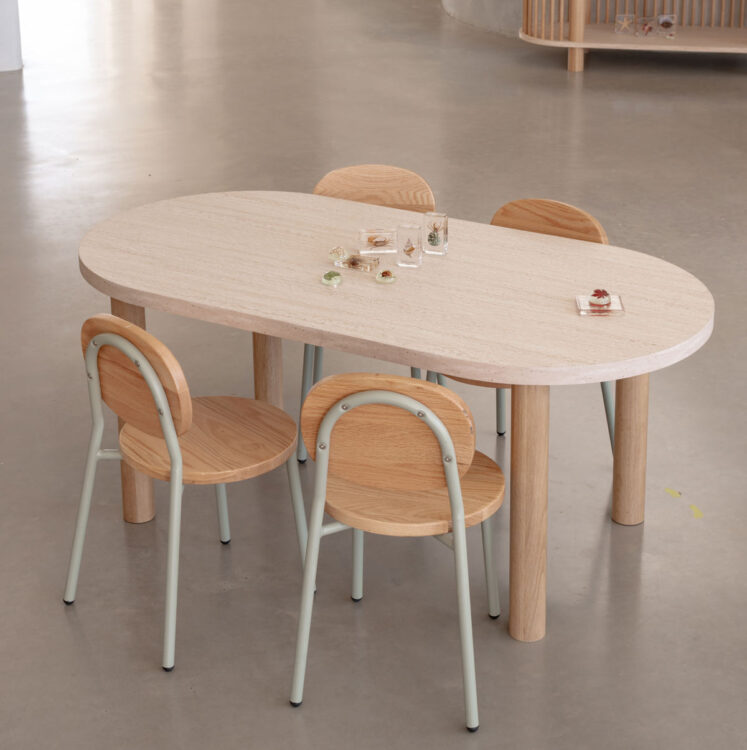 Leni Oval Travertine Table