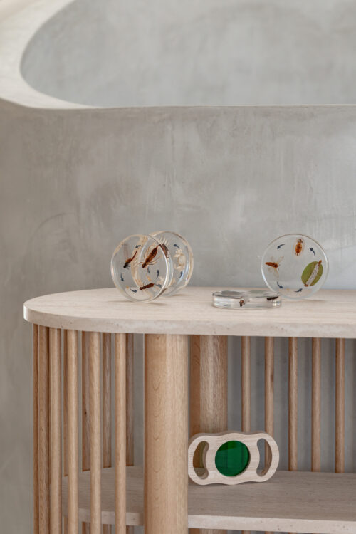 Travertine Two Tiered Fluted Shelf