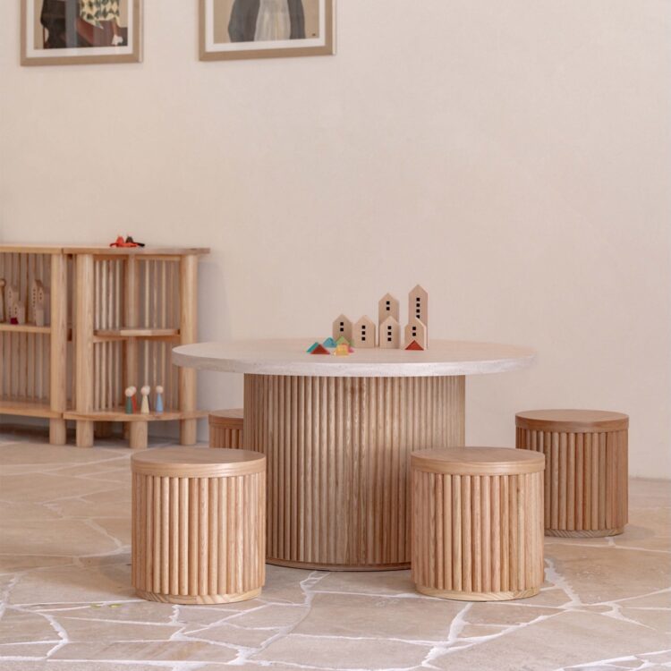 Travertine Fluted Round Table