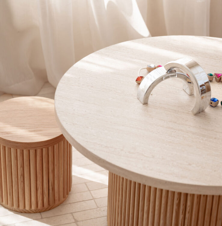 Travertine Fluted Round Table