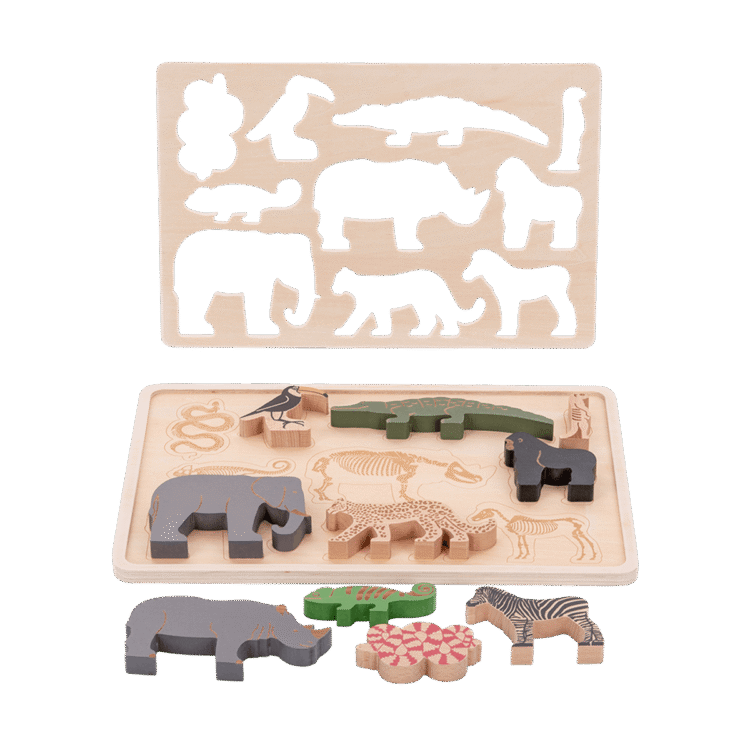 Wooden Safari Animal Puzzle 10pc