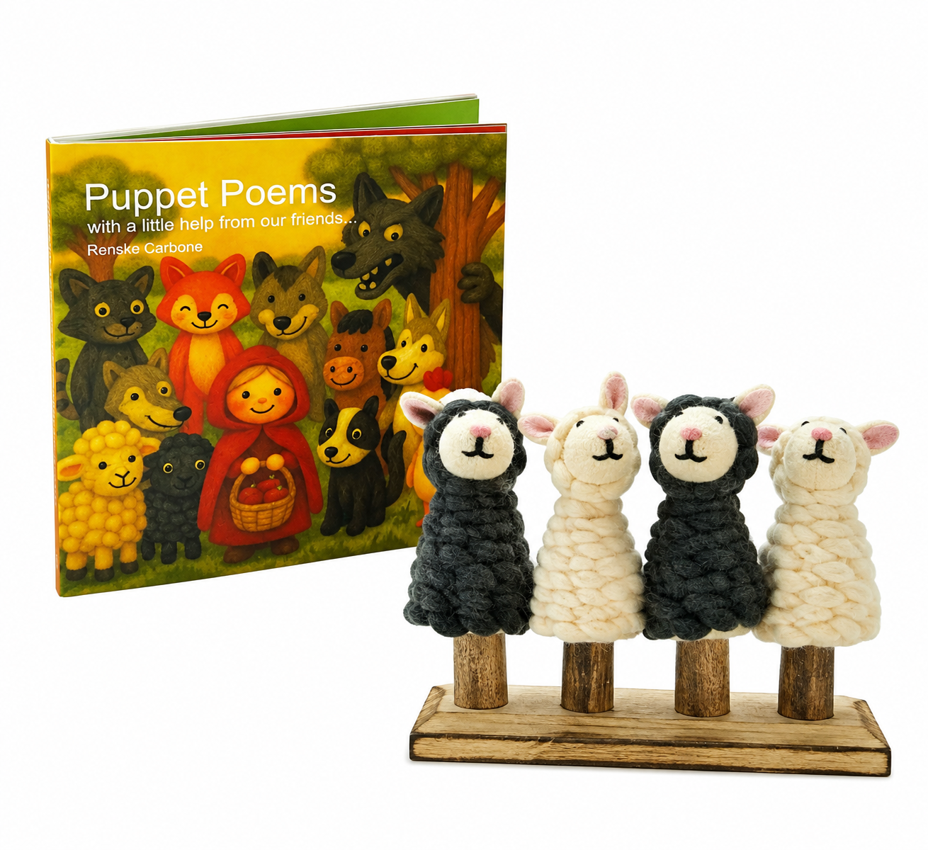 Sheep Finger Puppets, Book & Stand