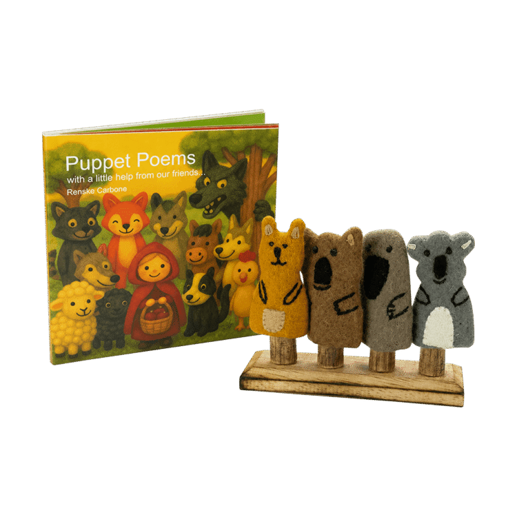 Australian Animals Finger Puppets, Book & Stand