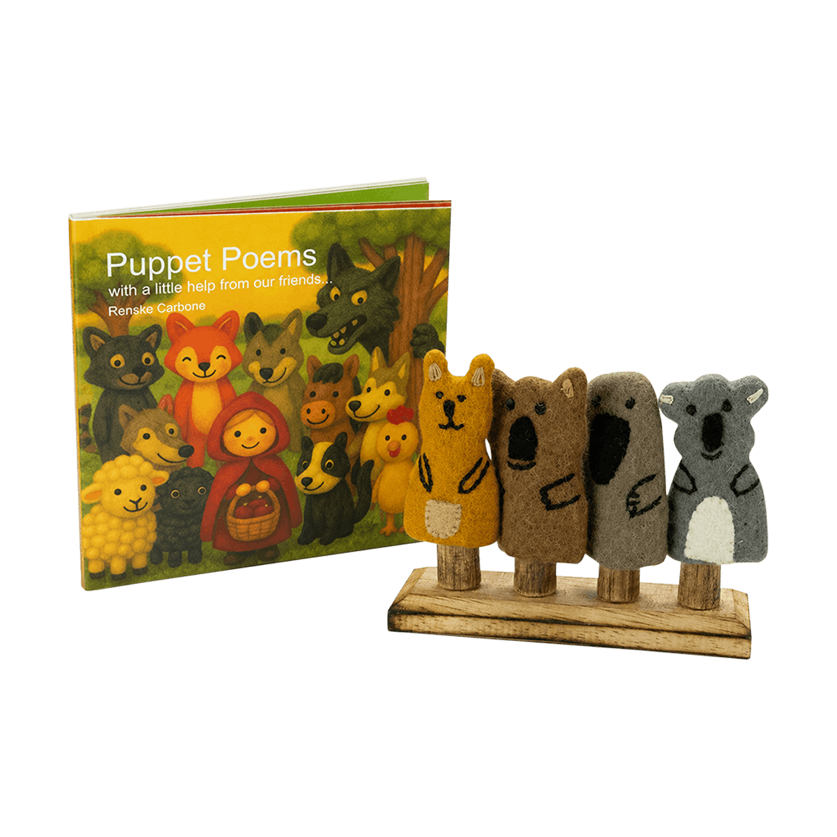 Australian Animals Finger Puppets, Book & Stand