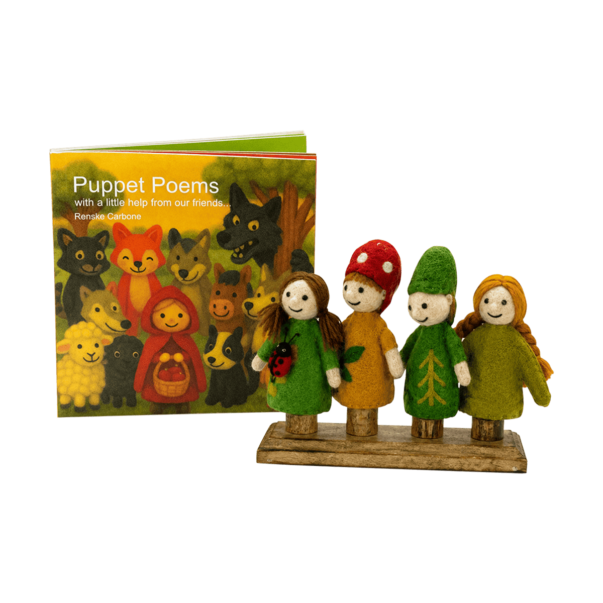 Woodland Friends Finger Puppets, Book & Stand