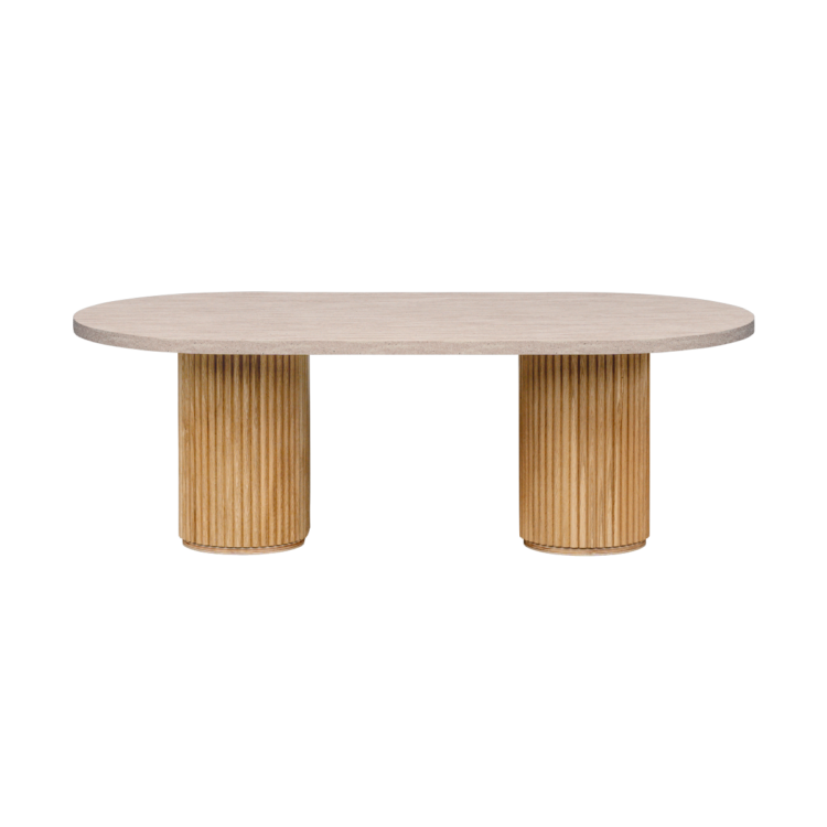 Travertine Fluted Oval Table