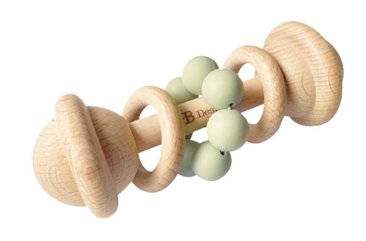 Sage wooden baby rattle