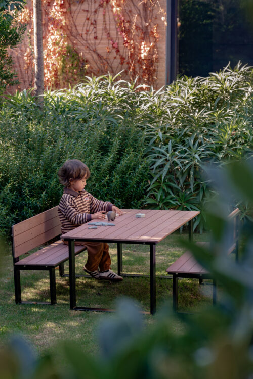 Jarrah U-Frame Outdoor Table and Bench Set