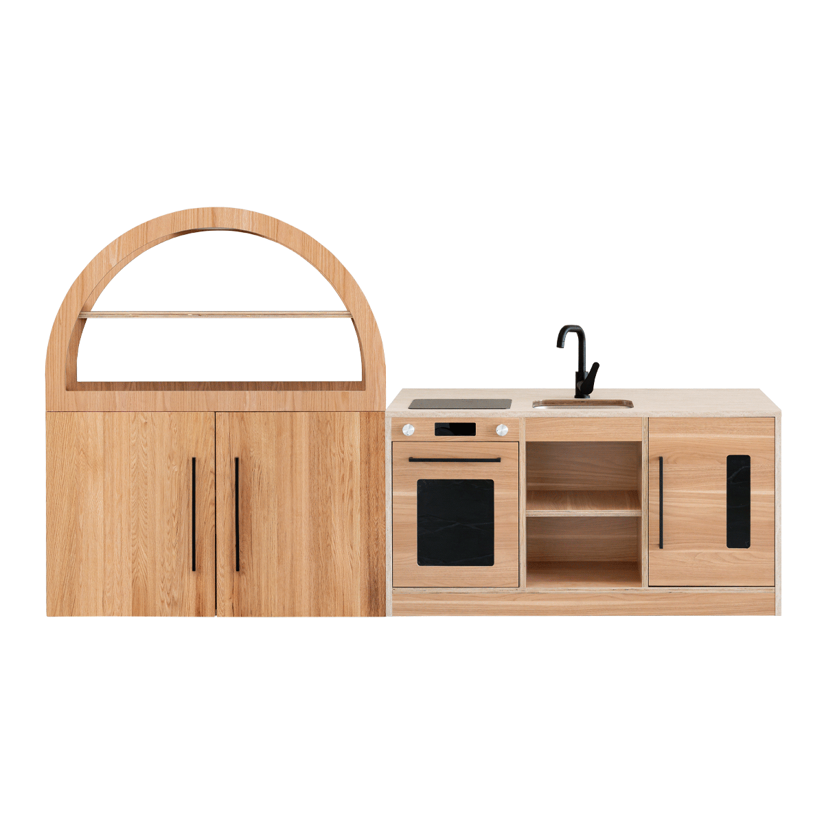 Mini Arched Cabinet Oak Travertine Kitchen